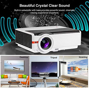 Smart TV Projector Bluetooth Wireless, EUG 4200 Lumen LED Home Cinema Video Projectors with Android 6.0,Wi-Fi,HiFi Speaker,Max 200" LCD TFT for Blu ray DVD Xbox PS4 Laptop Fire TV Stick Outdoor Movie