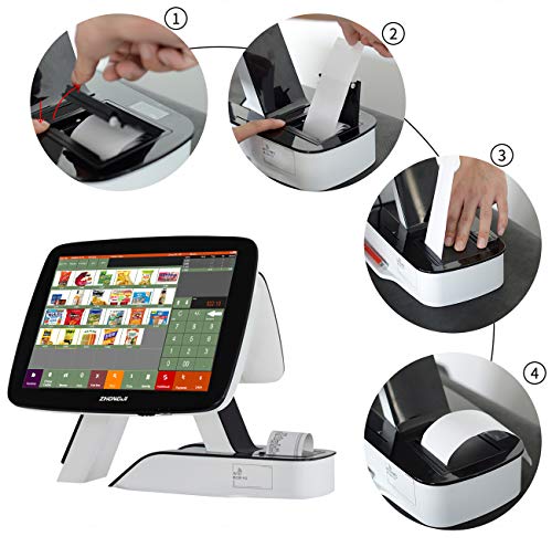 ZHONGJI All in One Cash Register with Built-in Thermal Printer Point of Sale System Touch Screen Retailer POS Software SET04
