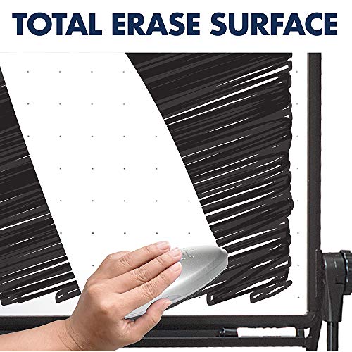 Quartet Easel, Heavy Duty, 70" High, Adjustable, 26" x 34" Whiteboard, Reversible, Flip Chart Holder, Unimate Total Erase, Black Frame (100TE)