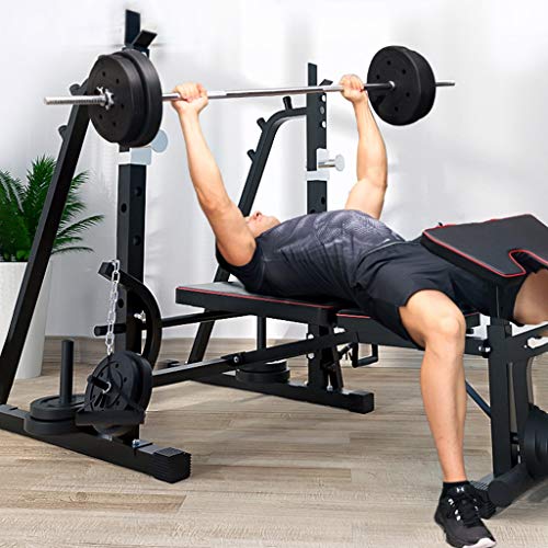 Tengma Adjustable Weightlifting Bed Bench Press Squat Rack Indoor Multi-Function Olympic Weight Bench, Strength Training Fitness Equipment for Full-Body Workout Home/Office/Gym