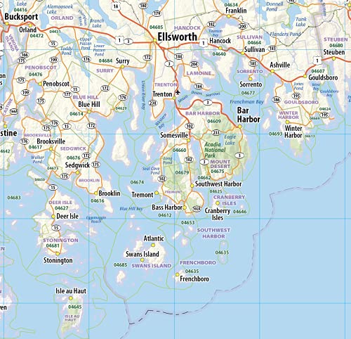 Maine Laminated Wall Map (42” Wide by 63” high)