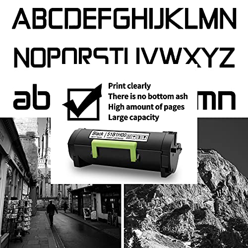 3 Pack Black Compatible Toner Cartridge Replacement for Lexmark 51B1H00 MS317dn MS417dn MX417de MX517de MX617de MS517dn MS617dn MX317dn Printer, Sold by JIEBOINK