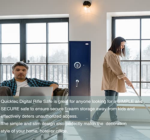 Quicktec Large Rifle Safe, Gun Safe for Home Rifles and Pistols, Quick Access 5-6 Gun Cabinet Shotgun Safe (with/Without Scope) with Pistol Lockbox Slient Mode (Large Gun Safe-Numeric Keypad)
