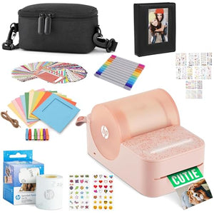 HP Sprocket Panorama Instant Portable Color Label & Photo Printer (Pink) Gift Bundle