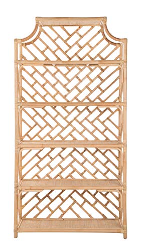 Kouboo Rattan Bookshelf, Chippendale Style, Light Brown