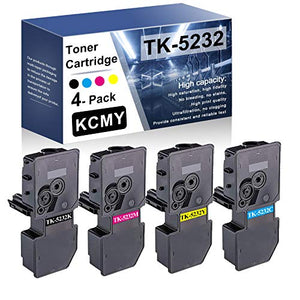 4 Pack TK-5232 (1BK+1C+1M+1Y) 1T02R90US0 1T02R9CUS0 1T02R9BUS0 1T02R9AUS0 Compatible Toner Cartridge Replacement for Kyocera ECOSYS P5021cdw P5021cdn M5521cdw M5521cdn Toner Printer