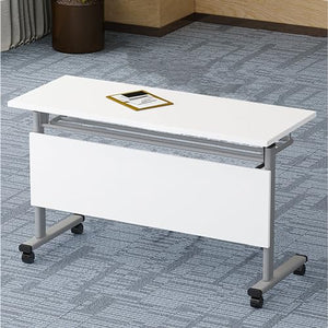 FQWYNMZ Foldable Meeting Table Set with Lockable Wheels, Rectangular Rolling Splicing Computer Desk (Color: )