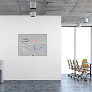 U Brands Floating Glass Dry Erase Board, 47 x 35 Inches, Grey Surface, Frameless (2908U00-01)