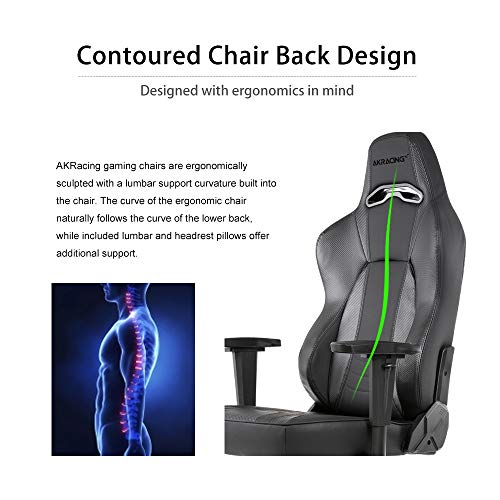 AKRacing Office Series Obsidian Ergonomic Computer Chair with High Backrest, Recliner, Swivel, Tilt, Rocker and Seat Height Adjustment Mechanisms with 5/10 warranty - Carbon Black