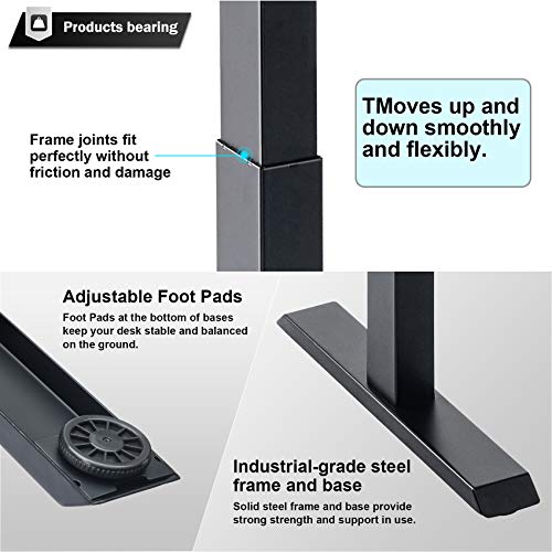 Mr IRONSTONE Electric Height Adjustable Desk 53.5" Standing Desk Sit to Stand Home Office Computer Desk with Splice Board, Cup Holder, Headphone Hook and Cable Management (Black)