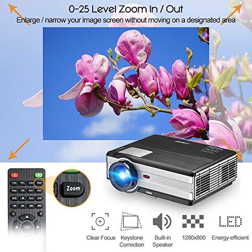 HD Video Projector 3500 Lumens 1080P Movie Gaming Projector LCD LED Multimedia HDMI USB TV AV VGA Audio for Laptop PC Smartphone DVD PS4 Xbox Wii Home Theater Outdoor Party with 10W Speaker