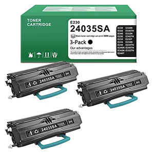 3-Pack Black 24035SA E230 Toner Cartridge Compatible Replacement for Lexmark E330 E330N E330TN E332 E332N E332TN E340 E342N E342TN E232 E232T E234 E240N E240T E240TN Printer Ink Cartridge.