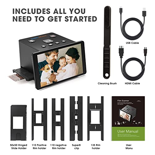 DIGITNOW Film Scanner & Slide Viewer with 5” LCD Screen - Converts 35mm Negatives & Slides to 22MP JPEG Photos