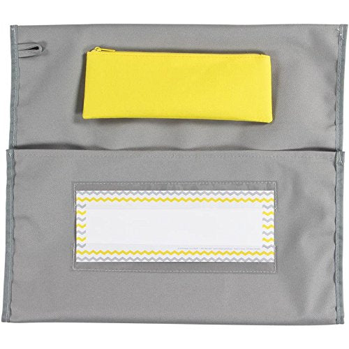 Really Good Stuff Deluxe Chair Pockets – Set of 36 – Classroom Chair Organizer with Pencil Pouch and Name Tag Keeps Students Organized and Classrooms Neat - Gray