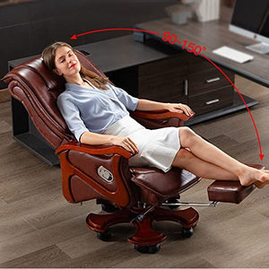HUIQC Boss Chair Managerial Executive High Back Cowhide Office Chair - Brown