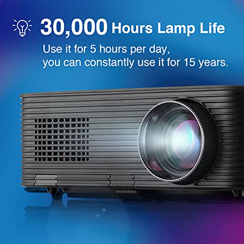 UVISION Native 1080P Projector (1920 x 1080p) Advanced Dustproof & Keystone Correction Design Extend Lifetime, Home & Office LCD Video Projector, Compatible: Fire TV Stick, Roku, Laptop, Tablets, PS5