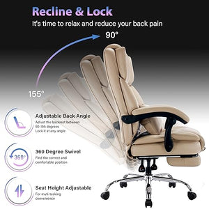 YINGTOO High Back Massage Reclining Office Chair with Footrest