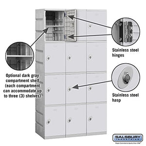 Salsbury Industries 94368GY-U Four Tier 38.25-Inch Wide 738.25-Inch High 18-Inch Deep Unassembled Plastic Locker, Gray