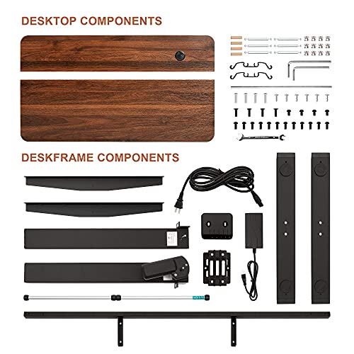 HOUSEELF Electric Adjustable Standing Desk - 55 x 28 Inches Sit Stand Computer Desk with Large Wooden Desktop for Home, Office, Workstation, Easy to Assemble, Walnut
