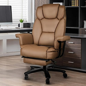 GYI Big and Tall Office Chair 400LBS with Wide Seat, Arms, and Footrest - Brown - 2 Units