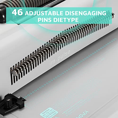 OFFNOVA Im·Pulse Spiral Coil Binding Machine, Manual Round Hole Punch Binder with Electric Coil Inserter, Adjustable Side Margin, Including 100 x 5/16" Coils