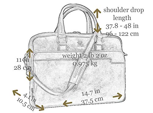 Leather Laptop Bag Full Grain Briefcase Brown Satchel Bag - Time Resistance