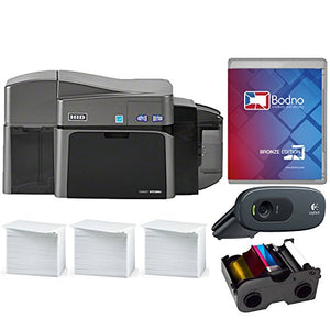 Fargo DTC1250e Dual Sided ID Card Printer & Complete Supplies Package with Bodno Software
