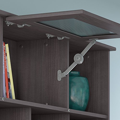 Cabot Corner Desk with Hutch, Lateral File Cabinet and 6 Cube Bookcase