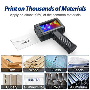 BENTSAI Handheld Inkjet Printer with 4.3 Inch HD LED Touch Screen - Portable Printer for Labels, Logos, Dates, Codes - BT-HH6105B2