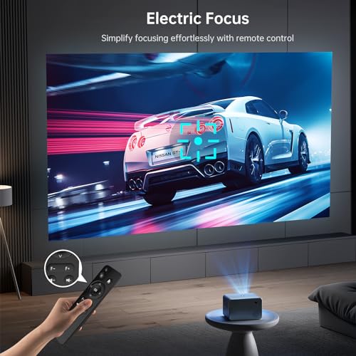 HISION Mini Portable WiFi Bluetooth Projector: 1080P Full HD 4K Support, 13000 Lumen, Wireless Indoor Outdoor Home Theater Movie Video LED, Electric Focus, Compatible with Phone TV Stick PC USB HDMI