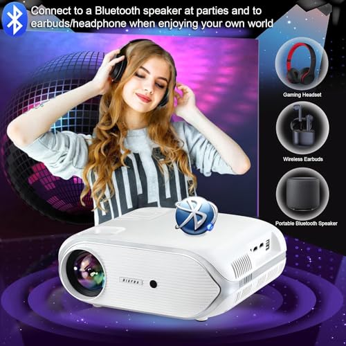 Higfra 1080P Projector with 5G WiFi, Bluetooth, and 4K Support