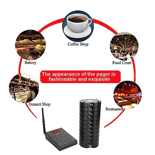 ROLTIN Restaurant Pager Wireless Calling System with 999 Channels Keypad and Coasters - 3 Calling Modes, Fast Food Cafe Solution