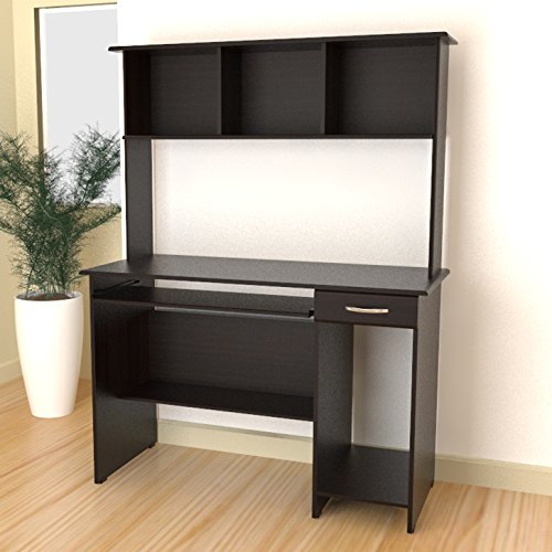 Inval Computer Workcenter with Hutch, Espresso-Wengue