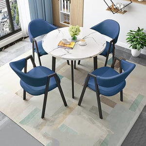 SARKEY 1 Table 4 Chairs Combination, 80cm Round Table and 4 PU Leather Chairs, Office Reception Room Club Set