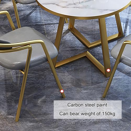 BYJSJY Round Table and 4 PU Leather Chairs Set - Office Reception Room Club Table, Coffee Table, Kitchen Dining Table, Small Conference Room Tables - Space-Saving Furniture