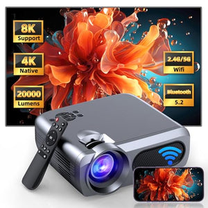 BBianLyy Wifi Bluetooth 4k Native Outdoor Projector 20000 Lumen Home Theater Portable Movie Compatible with HDMI USB TV Stick iOS Android