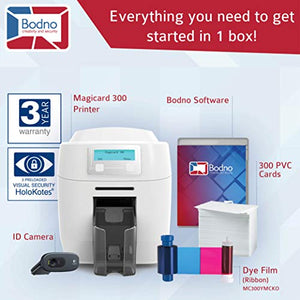 Magicard 300 Dual Sided ID Card Printer & Complete Supplies Package with Bodno ID Software - Bronze Edition