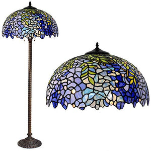 Floor Lamps,Magcolor Tiffany Style Stained Glass Purple Wisteria Floor Lamp with 16 inches Handmade Lampshade, Suitable for Decorating Room