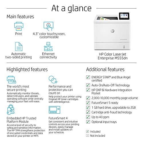 HP Color LaserJet Enterprise M555dn Duplex Printer (7ZU78A)