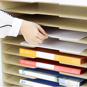 None Wooden Multi-Layer File Holder Office Paper Information Frame Printer Storage Folder Data Frame Rack