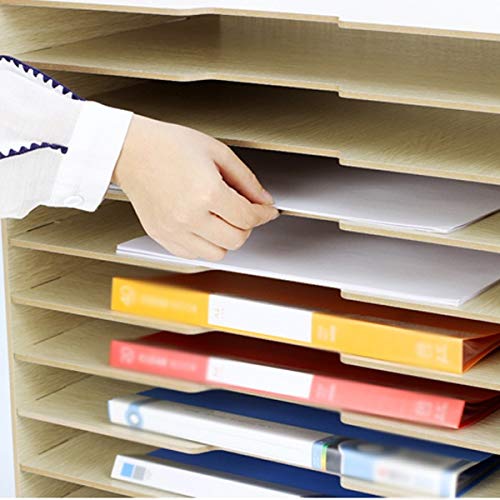 Wooden Multi-Layer File Holder Office Paper Information Frame Printer Storage Folder Data Frame Rack