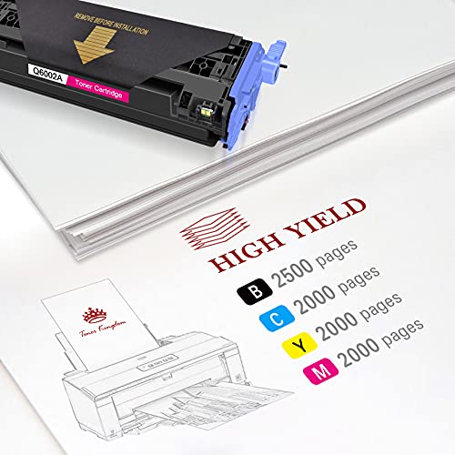 Toner Kingdom Compatible Toner Cartridge Replacement for HP 124A Q6000A Q6001A Q6002A Q6003A Color 1600 2600n 2605dn 2605dtn CM1015 CM1017 MFP Printer (Black, Cyan, Yellow, Magenta, 4-Pack)