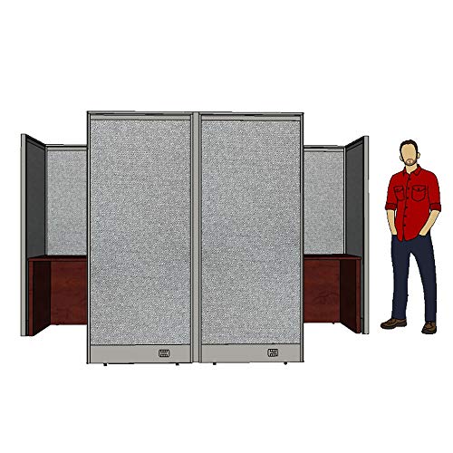 G GOF Double 2 Person Workstation Cubicle / Office Partition - Dark Cherry, 10'D x 6.5'W x 4'H