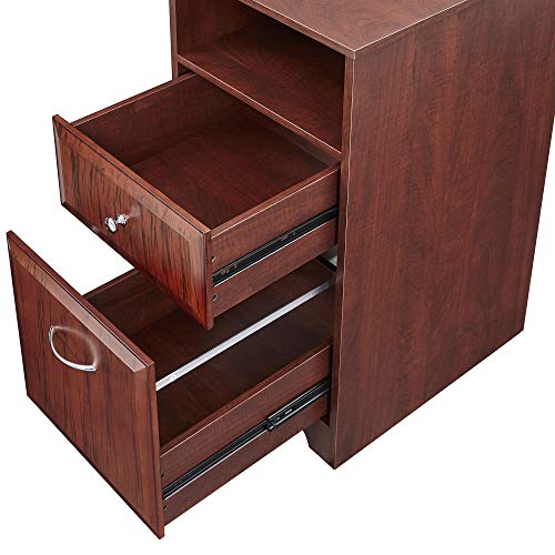 GOOD & GRACIOUS L-Shaped Desk Computer Corner Desk with Drawer Writing Studying PC Laptop Gaming Table Space-Saving for Workstation Home Office, Cherry