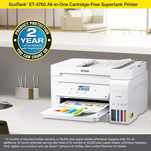 Epson EcoTank ET-4760 Wireless Color All-in-One Cartridge-Free Superta ...