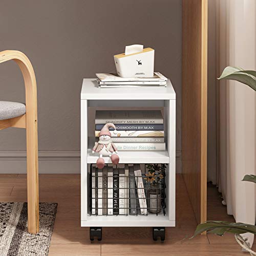 SUNESA Wood Book Cart Rolling Storage Organizer with Wheels - Gold, 2-Tier