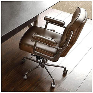 KJLY Leather Ergonomic Swivel Office Chair - Brown