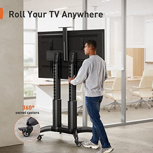 Perlegear Heavy-Duty Mobile TV Stand for 55-90 inch TVs up to 125 lbs