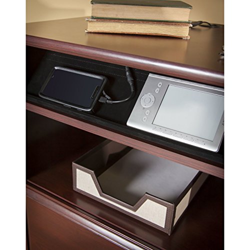 Premium L-Shaped Desk - Modern Stylish Executive Table Storage Organization Home Office Free eBook (Harvest Cherry)