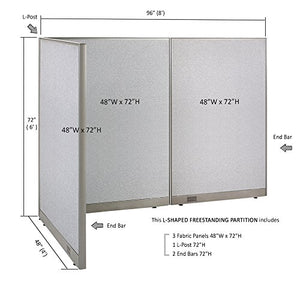 GOF Freestanding L Shaped Office Partition, Large Fabric Room Divider Panel, 48"D x 96"W x 72"H